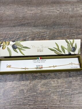 Mia Fiore Italy 14K Gold Plated Sterling Silver Cross Bracelet | Adjustable